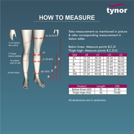 Tynor Medical Compression Stocking Knee High Class 2 (Pair) Beige Small Pack Of 2