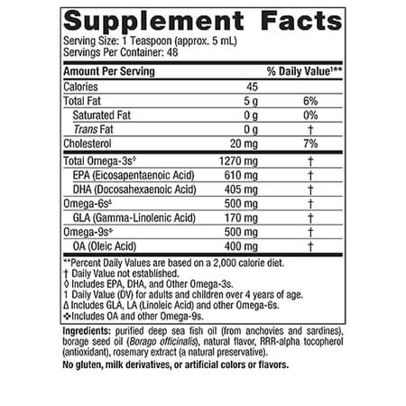 Nordic Naturals Complete Omega 3 Fish Oil 1270 Mg Epa & Dha With Gla | Oa 8 Fl Oz 237 Ml