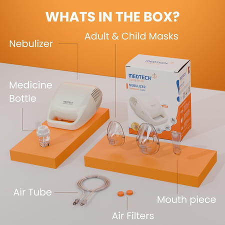 Medtech Handyneb Super Ultra Compact Nebulizer Machine With Complete Mask Kit For Adult And Child