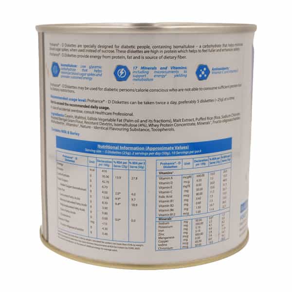 Prohance D Vanilla Flavour Tin Of 250Gm (50) Diskettes