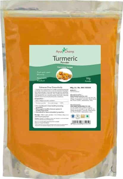 Ayur Champ - Pack Of 4 -Turmeric Powder | Haldi Rhizome Curcuma Longa Powder - 1 Kg