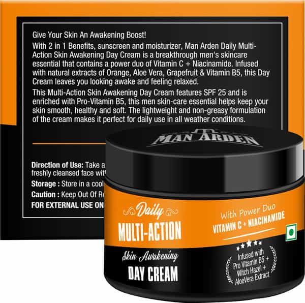 Man Arden Daily Multi-Action Skin Awakening Day Cream Vitamin C + Spf 25 Uva/Uvb Pa+++ 50G