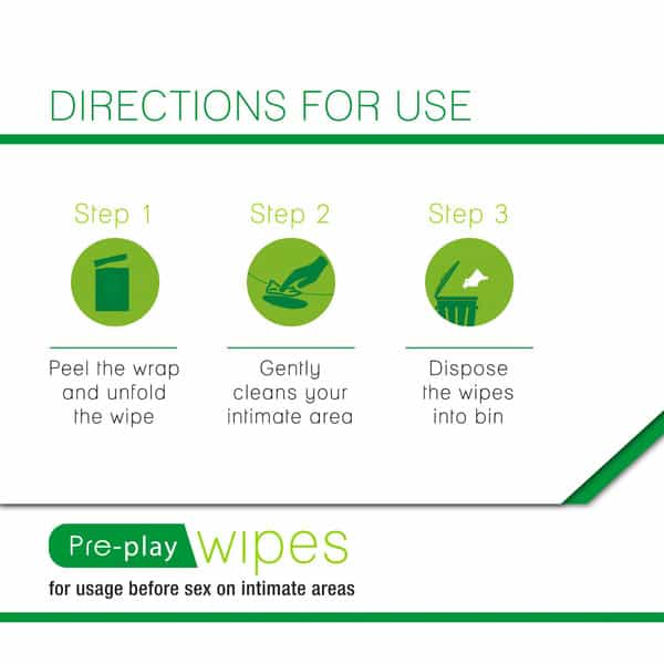 Skore Pre Play Wipes Green (10 Sachets) (Pack Of 3)