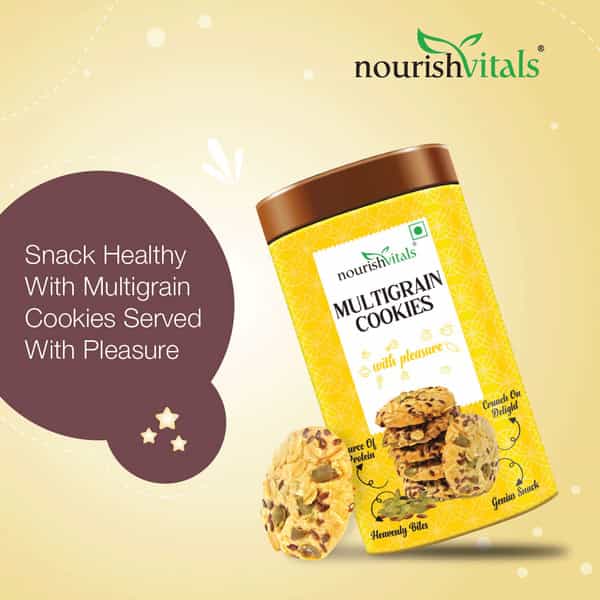 Nourishvitals Multigrain Cookies Heavenly Bites Source Of Protein Crunchy Delights 120G