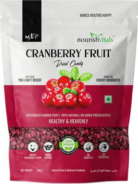 Nourishvitals Cranberry Fruit Dried Candy 200G - 100% Natural & Mouth Wateringly Good
