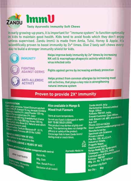 Zandu Immu Tasty Ayurvedic Strawberry Immunity Soft Chews Packet Of 14