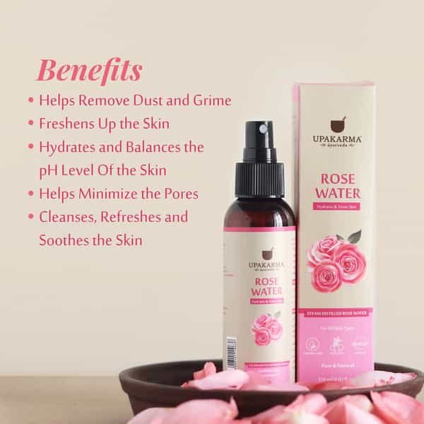 Upakarma Ayurveda Premium Pure Natural Rose Water Spray Gulab Jal-120Ml