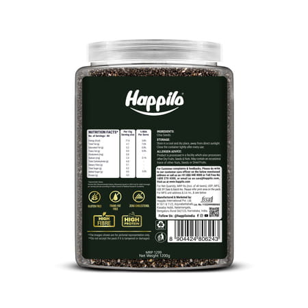 Happilo Premium Raw Authentic Chia Seeds Jar 1000g + 200g Free