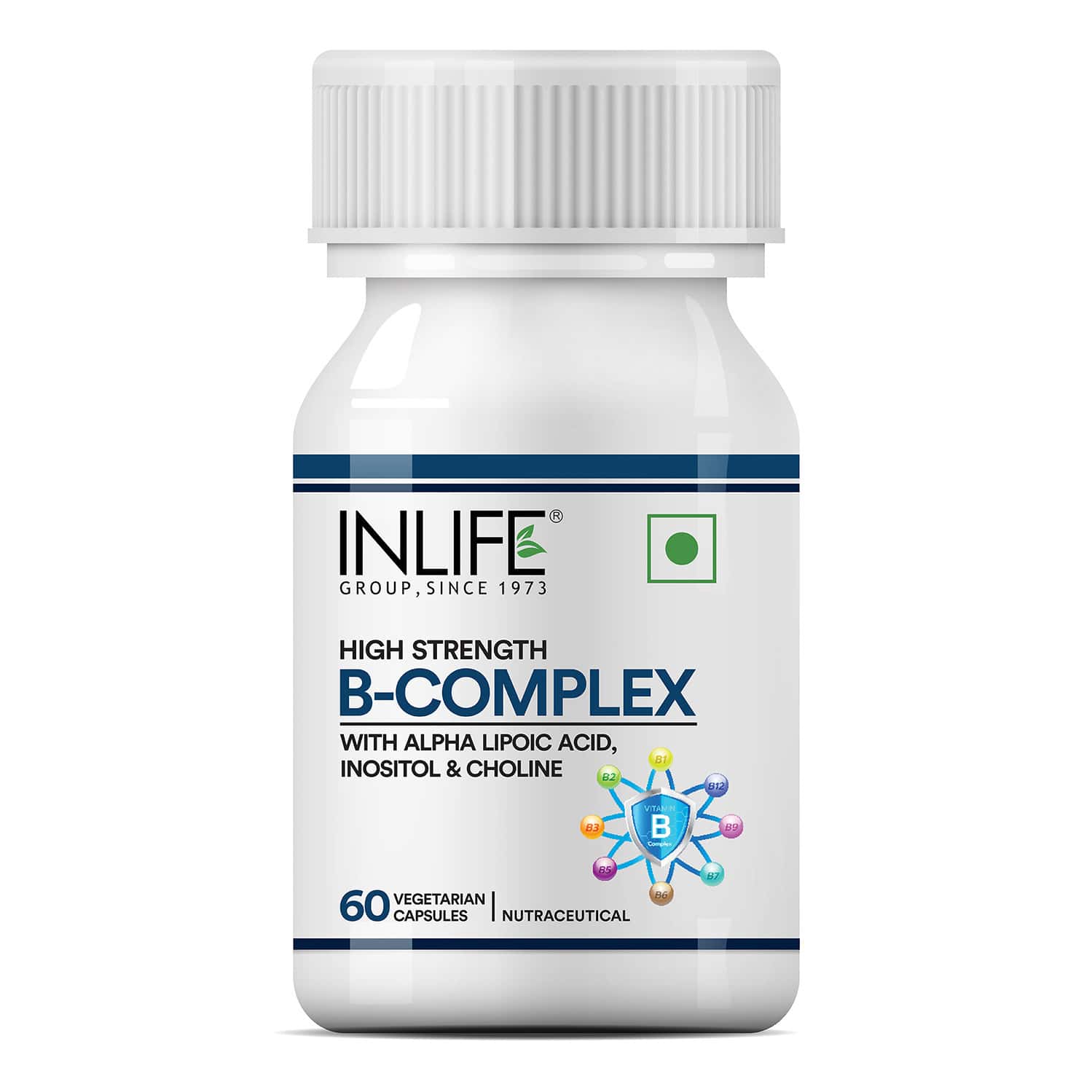 Inlife B Complex Supplements B1 B2 B3 B5 B6 Biotin With Vitamin B12 - 60 Vegetarian Capsules