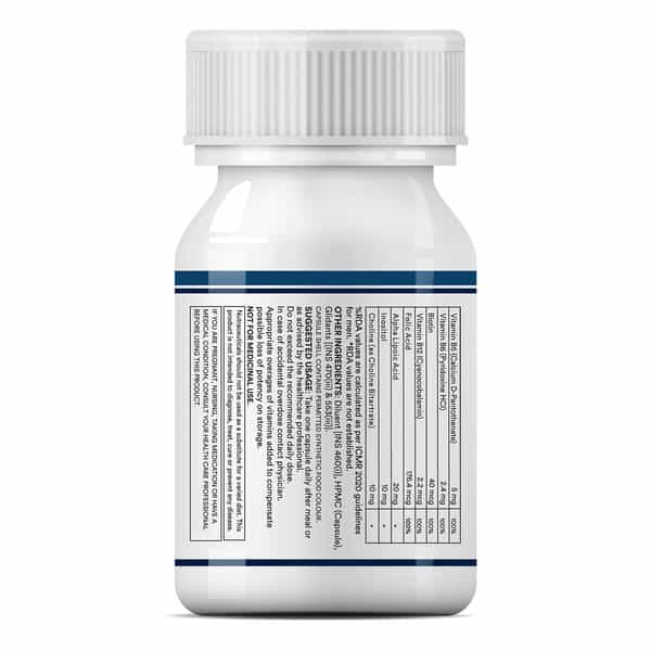Inlife B Complex Supplements B1 B2 B3 B5 B6 Biotin With Vitamin B12 - 60 Vegetarian Capsules
