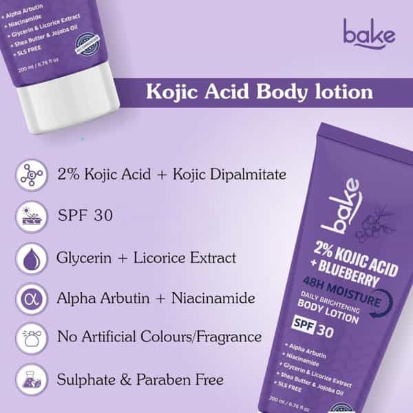 Bake 2% Kojic Brightening Body Lotion With Niacinamide & Spf 30 For Pigmentation (200Ml)