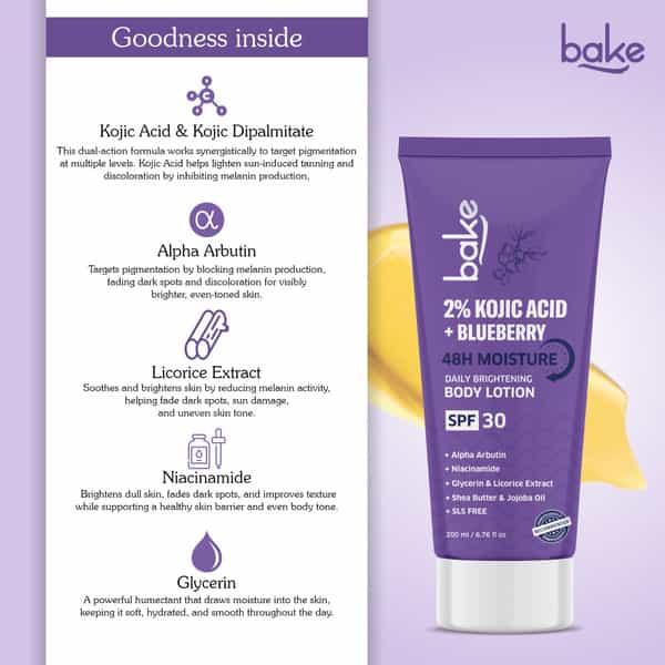 Bake 2% Kojic Brightening Body Lotion With Niacinamide & Spf 30 For Pigmentation (200Ml)