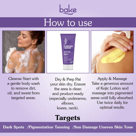 Bake 2% Kojic Brightening Body Lotion With Niacinamide & Spf 30 For Pigmentation (200ml)