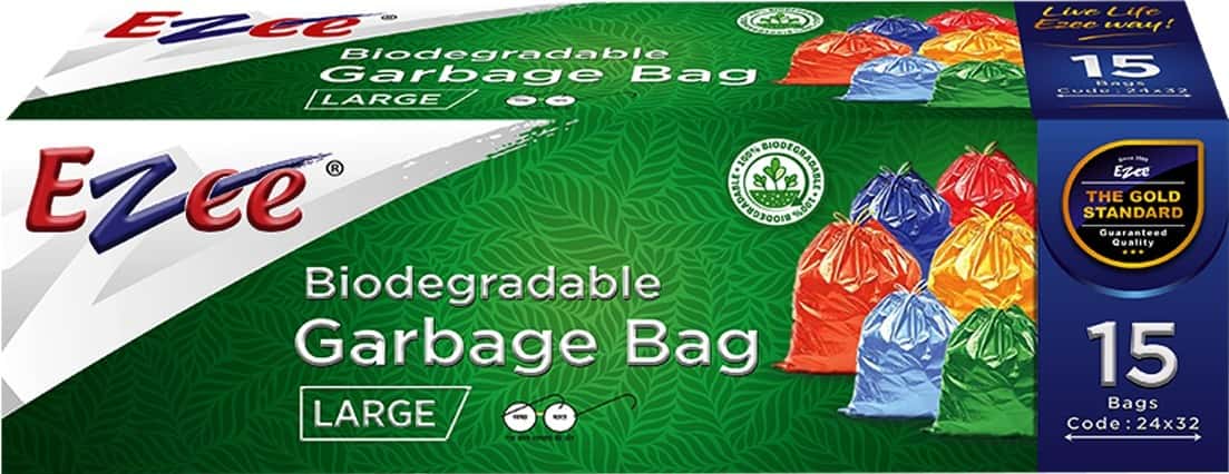 Ezee Bio-Degradable Large Garbage Bags (24 X 32 Inches) Packet Of 15
