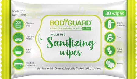 Bodyguard Anti Bacterial Disinfectant Sanitizing  Wipes  Packet Of 30