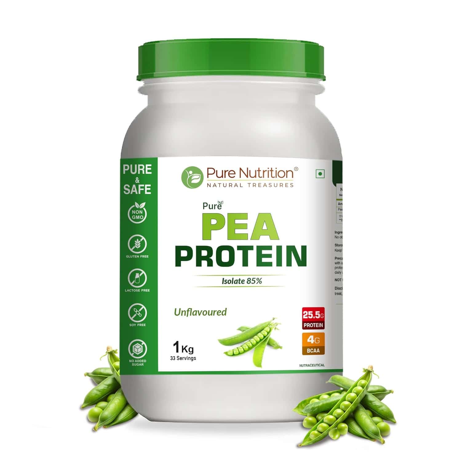 Pure Nutrition Pea Protein Isolate Powder | 100% Pure Plant-based Protein | 25.5g Protein | 1kg