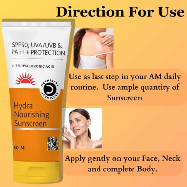 Dermistry Ultra Matte Finish & 1% Hyaluronic Acid Oily Dry All Combination Skin Spf 50 Sunscreen 