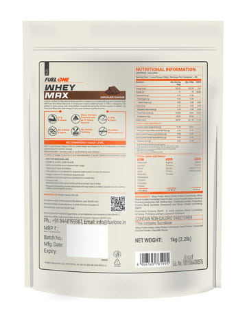 Fuelone Whey Max Protein Blend | Chocolate | 1Kg (2.2Lbs) | 27G Protein Per Scoop