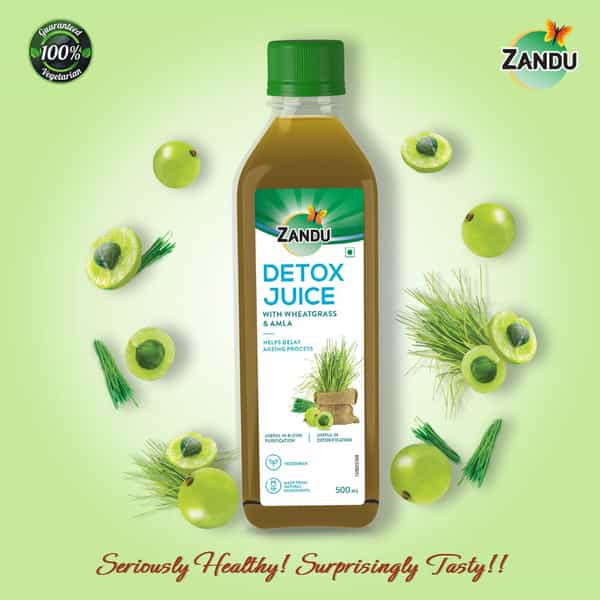 Zandu Detox Juice With Wheatgrass & Amla 500 Ml