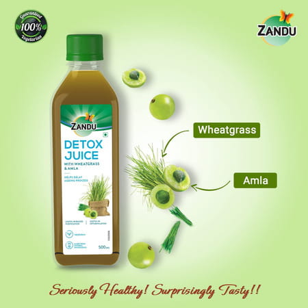 Zandu Detox Juice With Wheatgrass & Amla 500 Ml