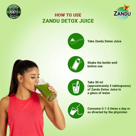 Zandu Detox Juice With Wheatgrass & Amla 500 Ml