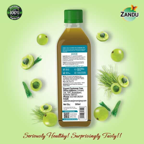 Zandu Detox Juice With Wheatgrass & Amla 500 Ml