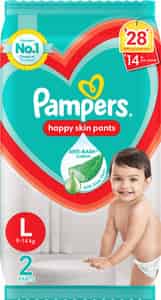 Pampers Happy Sleep Large Size Baby Diaper 9 - 14kg Pants 2 No's