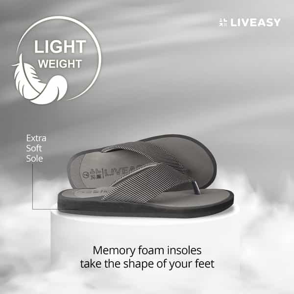 Liveasy Essentials Men's Diabetic & Orthopedic Slippers - Grey - Size Uk 7 / Us 8
