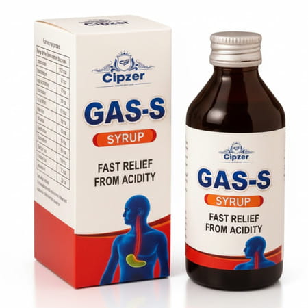 Cipzer Gas S Syrup 100ml | Supports Digestion| Gut Health & Relief From Gas & Acidity