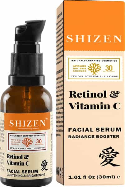 Shizen Bio-Cosmetics By Nature Retinol & Vitamin C Facial Serum - 30Ml/100% Organic