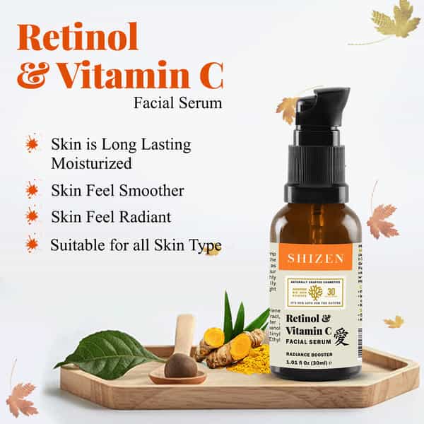 Shizen Bio-Cosmetics By Nature Retinol & Vitamin C Facial Serum - 30Ml/100% Organic