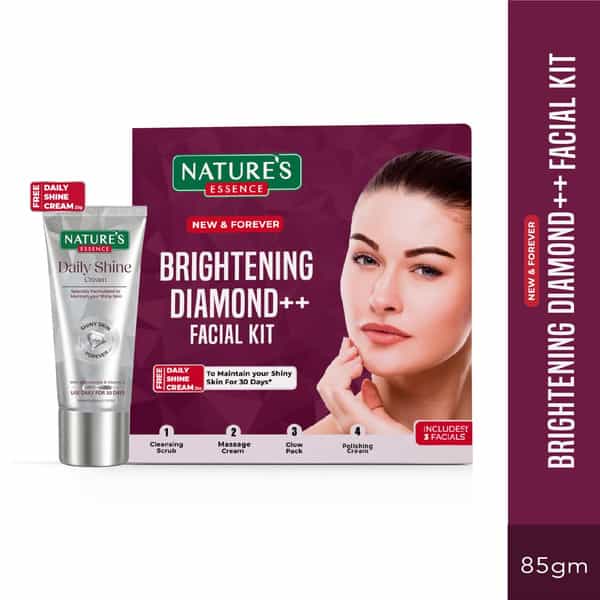 Nature's Essence Brightening Diamond Facial Kit | Glowing Skin | Diamond & Saffron Infused | 75G