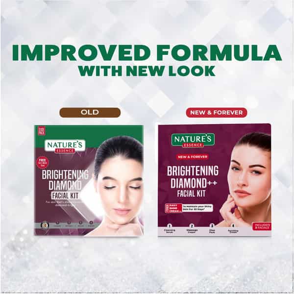 Nature's Essence Brightening Diamond Facial Kit | Glowing Skin | Diamond & Saffron Infused | 75G