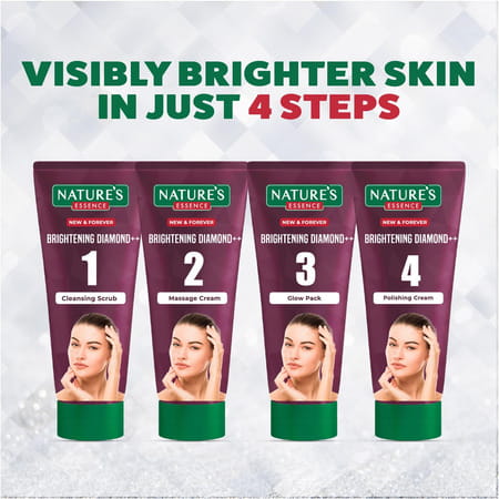 Nature'S Essence Brightening Diamond Facial Kit | Glowing Skin | Diamond & Saffron Infused | 75g