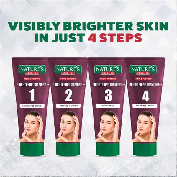 Nature's Essence Brightening Diamond Facial Kit | Glowing Skin | Diamond & Saffron Infused | 75G