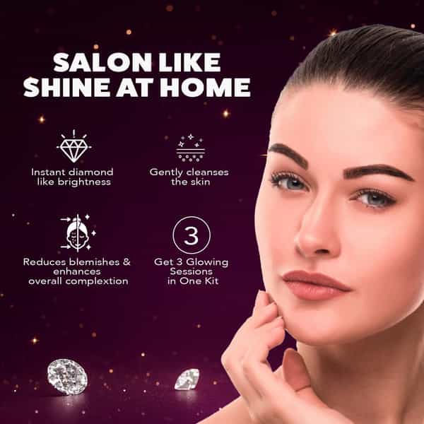 Nature's Essence Brightening Diamond Facial Kit | Glowing Skin | Diamond & Saffron Infused | 75G
