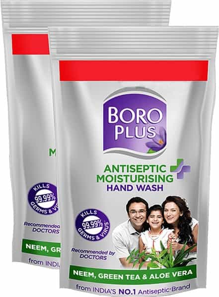 Boroplus Antiseptic + Moisturising Hand Wash - Neem | Tulsi & Aloe Vera - 190 Ml (Refill Pack Of 2)