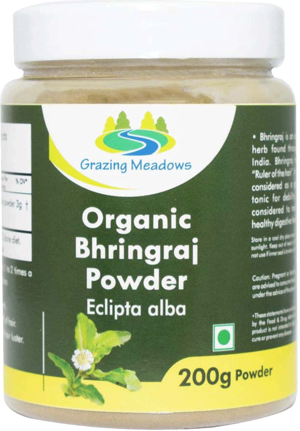 Grazing Meadows Organic Bhringraj Powder 200 Gms For Hair Growth Hair Health (Pack Of 5)