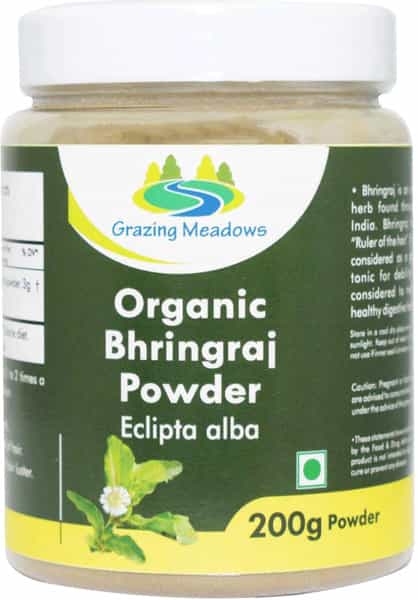 Grazing Meadows Organic Bhringraj Powder 200 Gms For Hair Growth Hair Health (Pack Of 5)