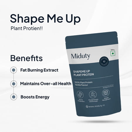 Miduty Shapeme Up Plant Protein - Pea & Brown Rice Protein - Weight Loss - Vegan - Chocolate - 500g