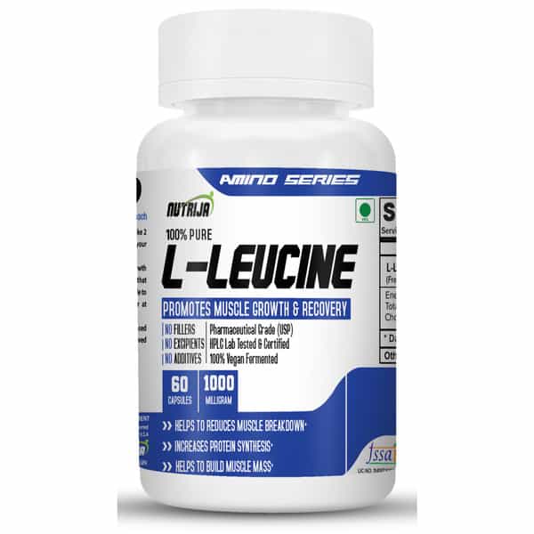 Nutrija L-Leucine 1000Mg Capsule | Promotes Lean Muscle Mass, Muscle Building & Strengthening (120N)