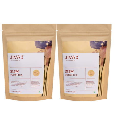 Jiva Ayurveda Slim Tea | Green Tea With Herbs For Body Detox | Weight Management - 150gm (Pack Of 2)
