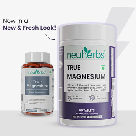 Neuherbs True Magnesium 60 Tablets To Support Muscles | Brain & Bone Health