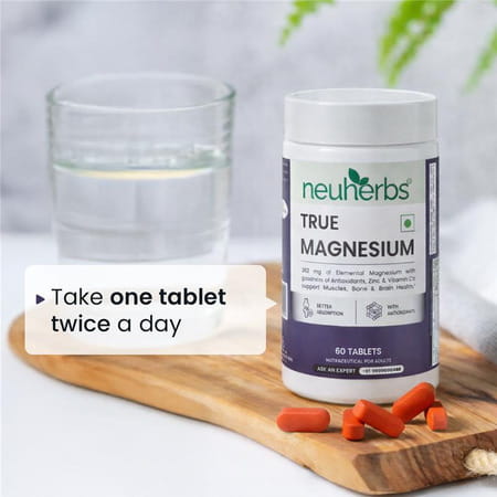 Neuherbs True Magnesium 60 Tablets To Support Muscles | Brain & Bone Health
