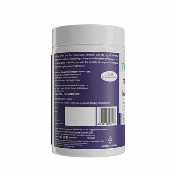 Neuherbs True Magnesium 60 Tablets To Support Muscles | Brain & Bone Health