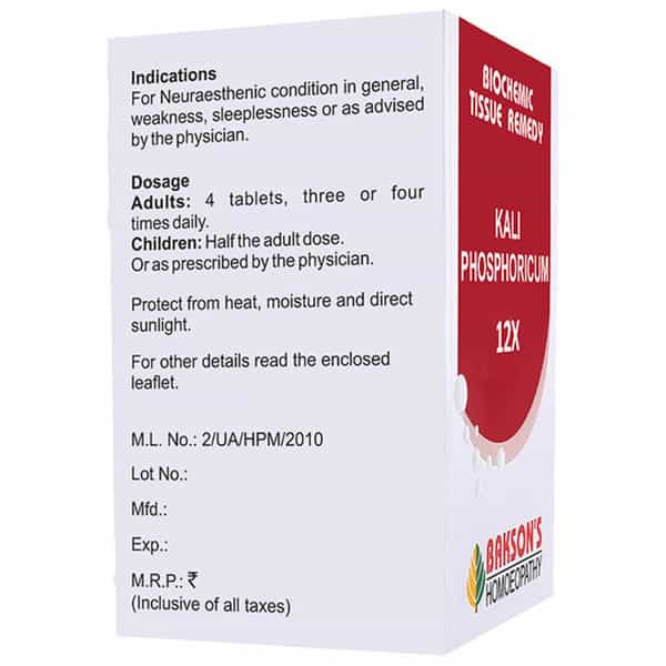 Baksons Homoeopathy Kali Phosphoricum Biochemic Tablet 12X 250 No's