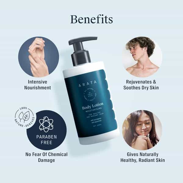 Arata Natural Moisturising Body Lotion For Dry Skin With Sheabutter Cocoabutter & Coconut Oil-300Ml