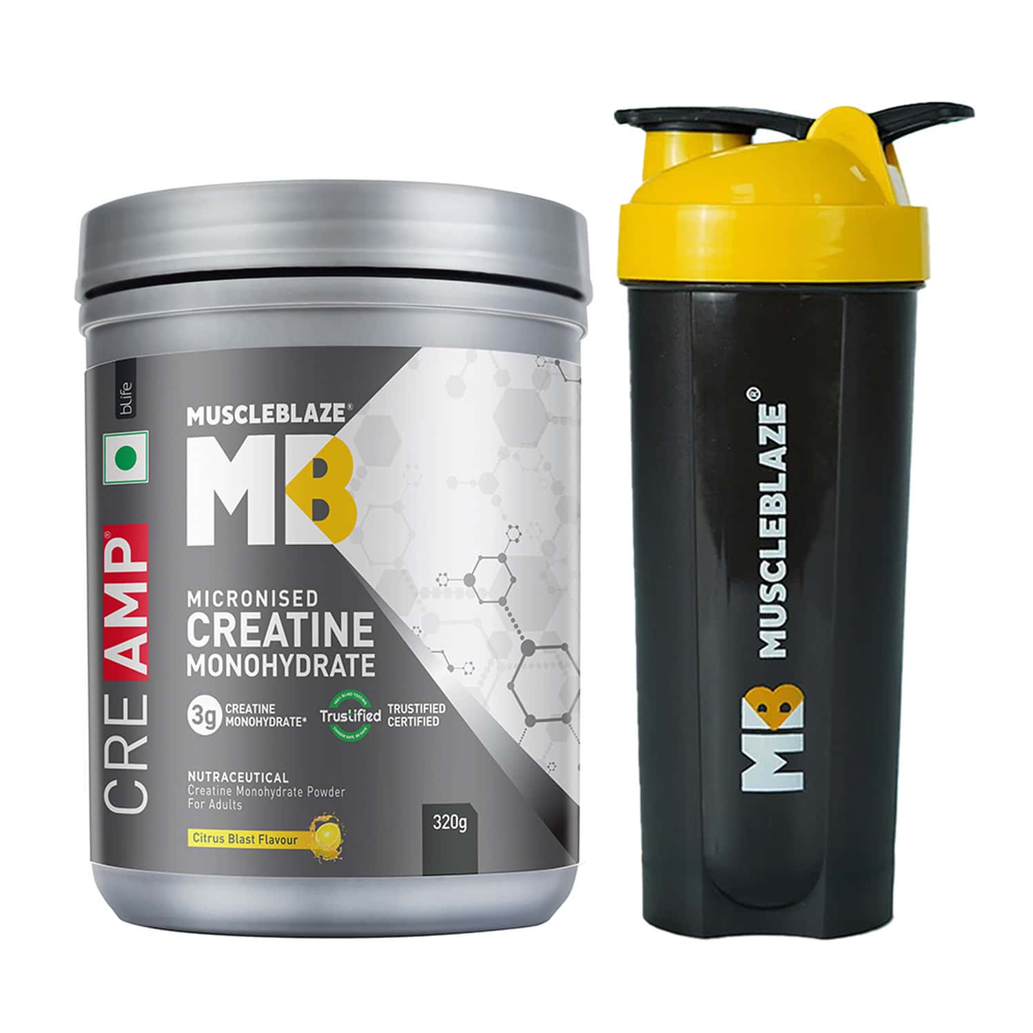 Muscleblaze Creatine Monohydrate Creamp With Creabsorb (250 G | Citrus Blast) With Shaker | 650ml