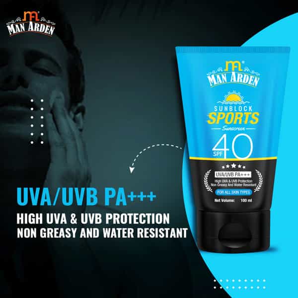 Man Arden Sun Block Sports Sunscreen Spf 40 Uva/Uvb Pa+++ High Uva & Uvb Protection 100 Ml