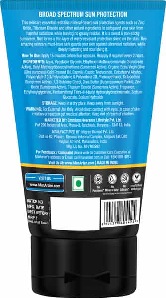 Man Arden Sun Block Sports Sunscreen Spf 40 Uva/Uvb Pa+++ High Uva & Uvb Protection 100 Ml